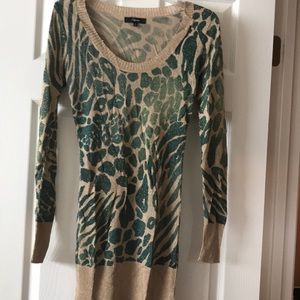 Express long sleeved leopard shimmer dress